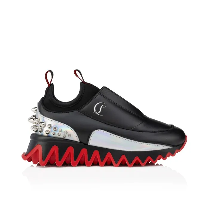 Kids Mini Sharkyloub Running Sneakers 8211 Calf Leather And Neoprene 8211 Black Christian Louboutin Sneakers