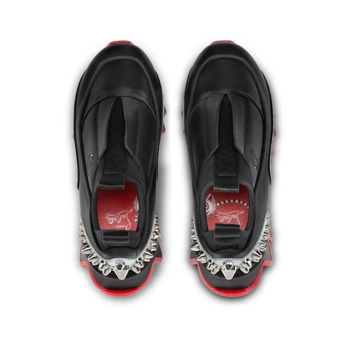 Kids Mini Sharkyloub Running Sneakers 8211 Calf Leather And Neoprene 8211 Black Christian Louboutin Sneakers