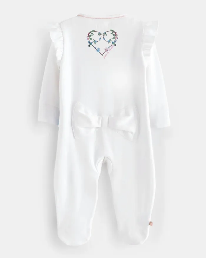 Kids ODETTYY 8211 Botanical Cotton Sleepsuit With Frill Detail White Ted Baker Playsuits and Sets