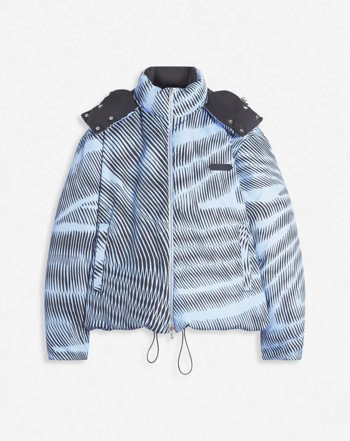 Kinetic Print Down Jacket Lanvin Blueblack Men Lanvin Coats and Jackets
