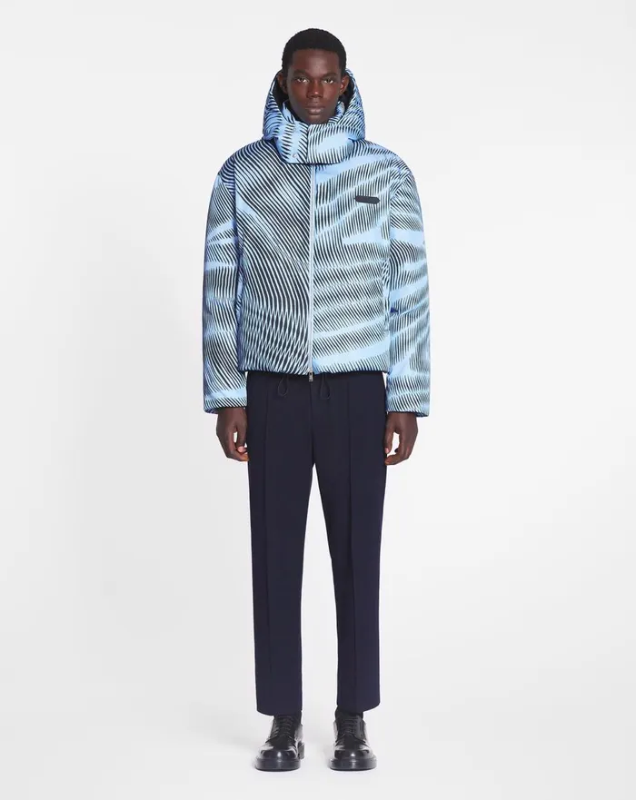 Kinetic Print Down Jacket Lanvin Blueblack Men Lanvin Coats and Jackets