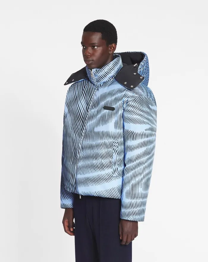 Kinetic Print Down Jacket Lanvin Blueblack Men Lanvin Coats and Jackets