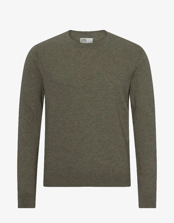 Knit Sweaters Men Light Merino Wool Crew 8211 Dusty Olive Colorfulstandard