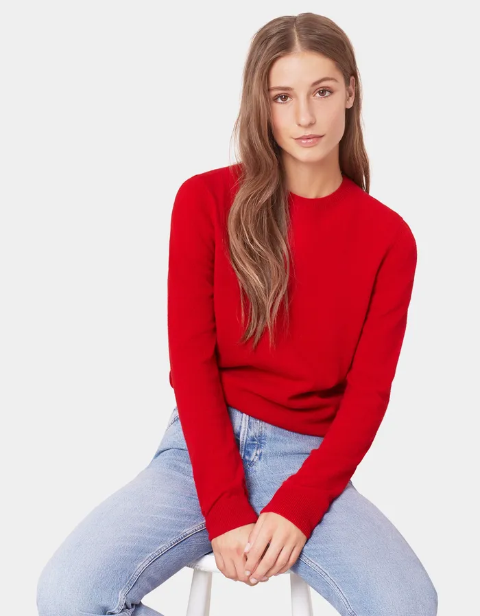 Knit Sweaters Women Colorfulstandard Women Light Merino Wool Crew 8211 Scarlet Red