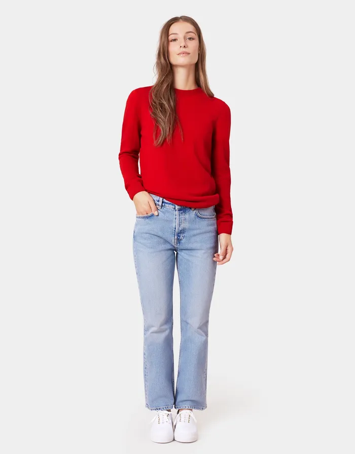 Knit Sweaters Women Colorfulstandard Women Light Merino Wool Crew 8211 Scarlet Red