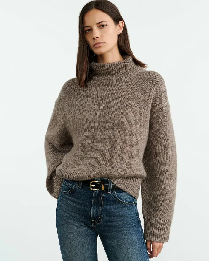 Knits and Sweaters Nili Lotan Women TABITHA CASHMERE SWEATER Redwood Melange
