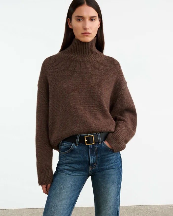 Knits and Sweaters Nili Lotan Women TABITHA CASHMERE SWEATER Redwood Melange
