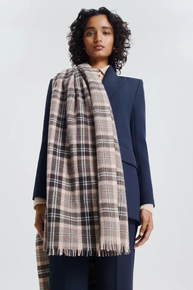 Knitwear Women ITALIAN PLAID SCARF GREY Scanlan Theodore