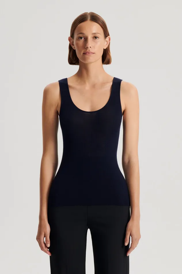 Knitwear Women Scanlan Theodore BABYWOOL SINGLET NAVY ALL