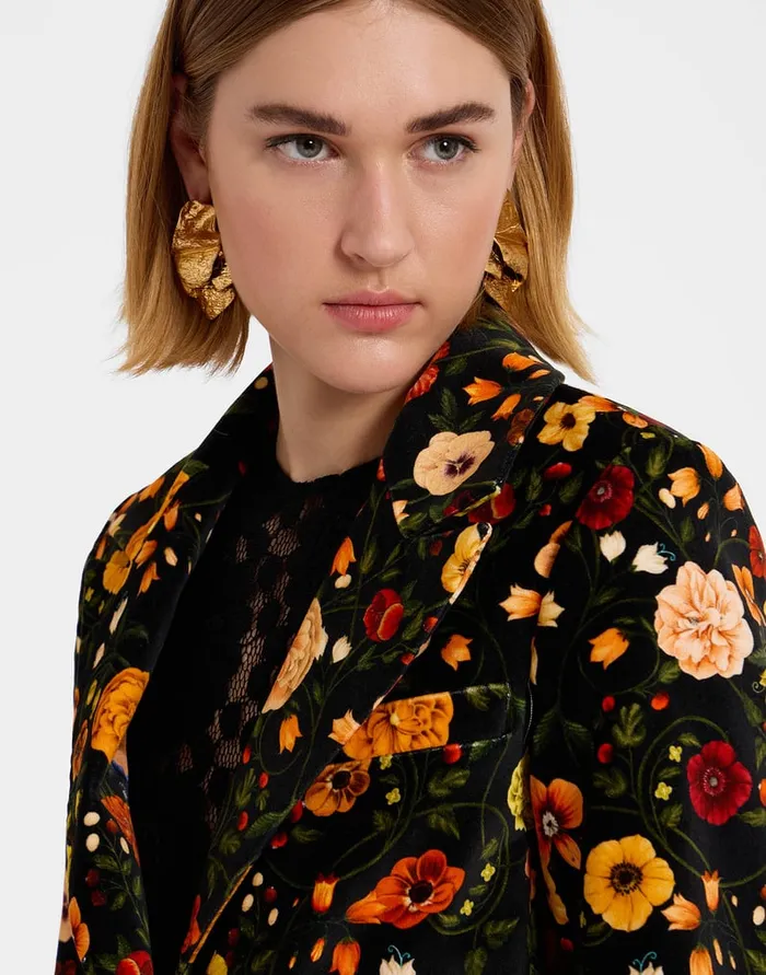 La Doublej 247 Jacket Botticelli Black In Cotton Velvet Women Outerwear