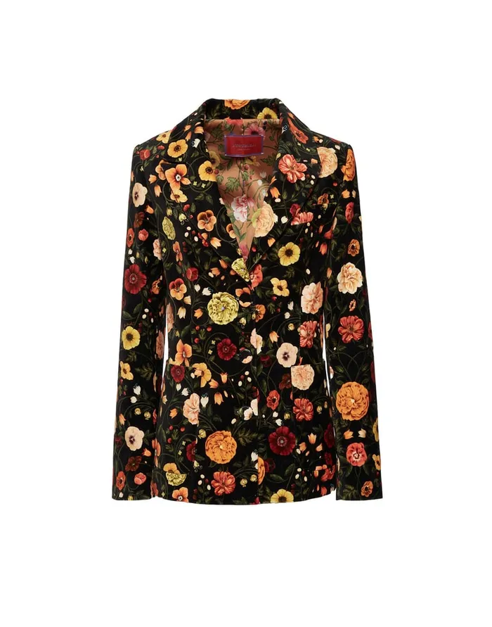 La Doublej 247 Jacket Botticelli Black In Cotton Velvet Women Outerwear