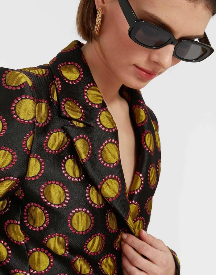 La Doublej 247 Jacket Winter Sun Black In Jacquard Women Outerwear