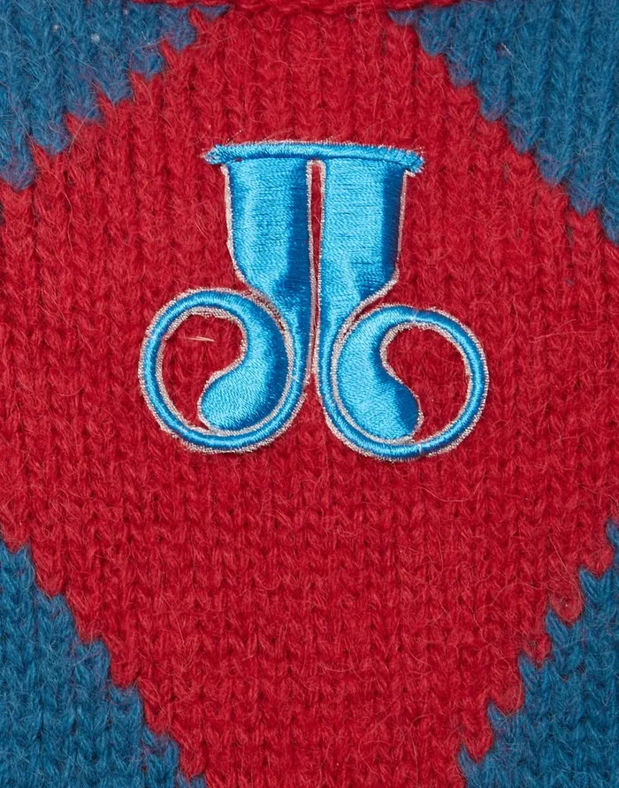 La Doublej Argyle Gilet Red and Blue In Wool Women Knitwear