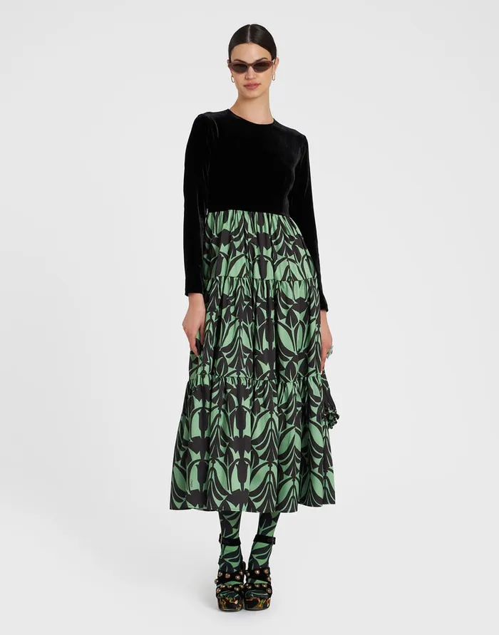 La Doublej Big Dress Papyrus Green In Twill Women Dresses
