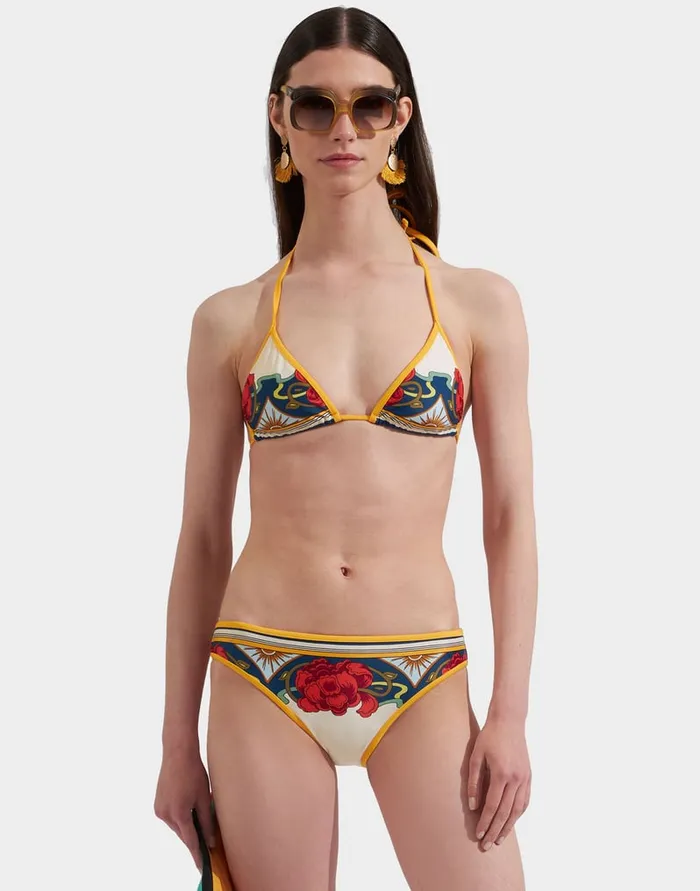 La Doublej Bikini Top Taormina Place Ivory In Lycra Women Swimwear