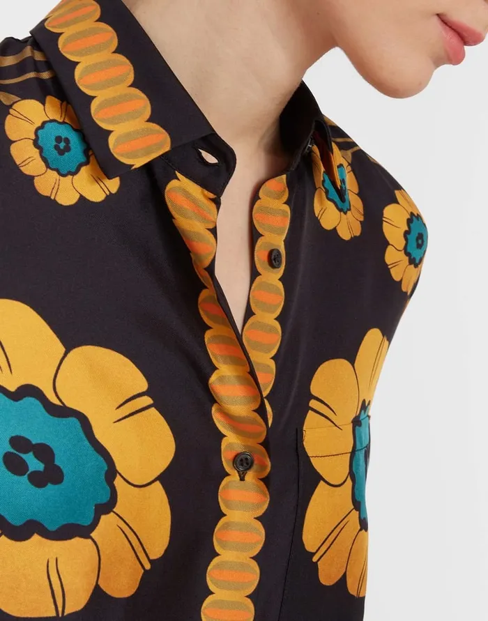 La Doublej Boy Shirt Daisychain Place Orange In Silk Twill Women Shirts and Tops