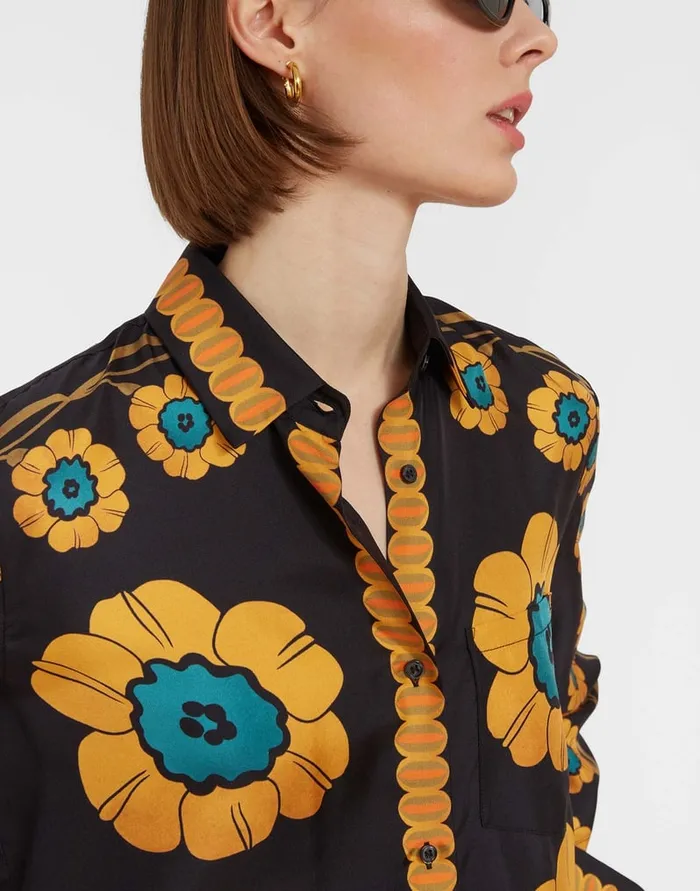 La Doublej Boy Shirt Daisychain Place Orange In Silk Twill Women Shirts and Tops
