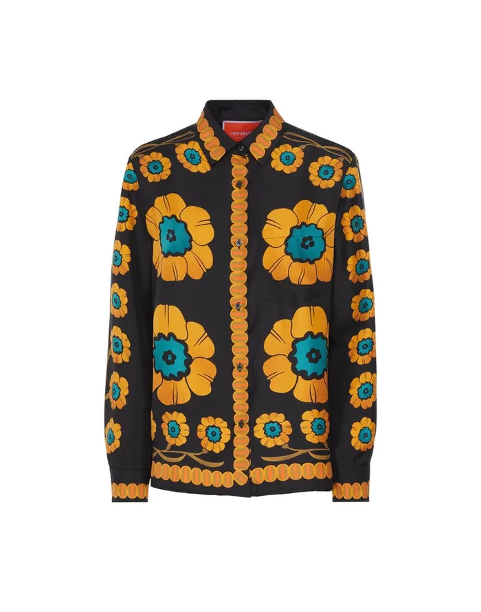 La Doublej Boy Shirt Daisychain Place Orange In Silk Twill Women Shirts and Tops