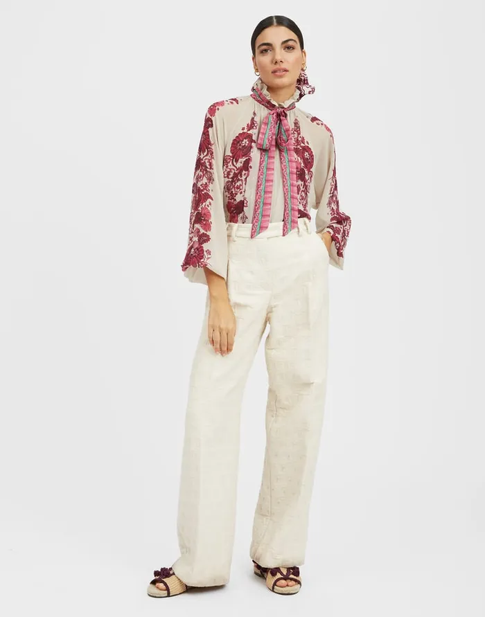 La Doublej Cerere Blouse Zodiac Place Purple In Silk Chiffon Women Shirts and Tops