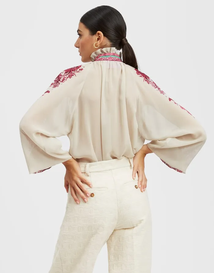 La Doublej Cerere Blouse Zodiac Place Purple In Silk Chiffon Women Shirts and Tops