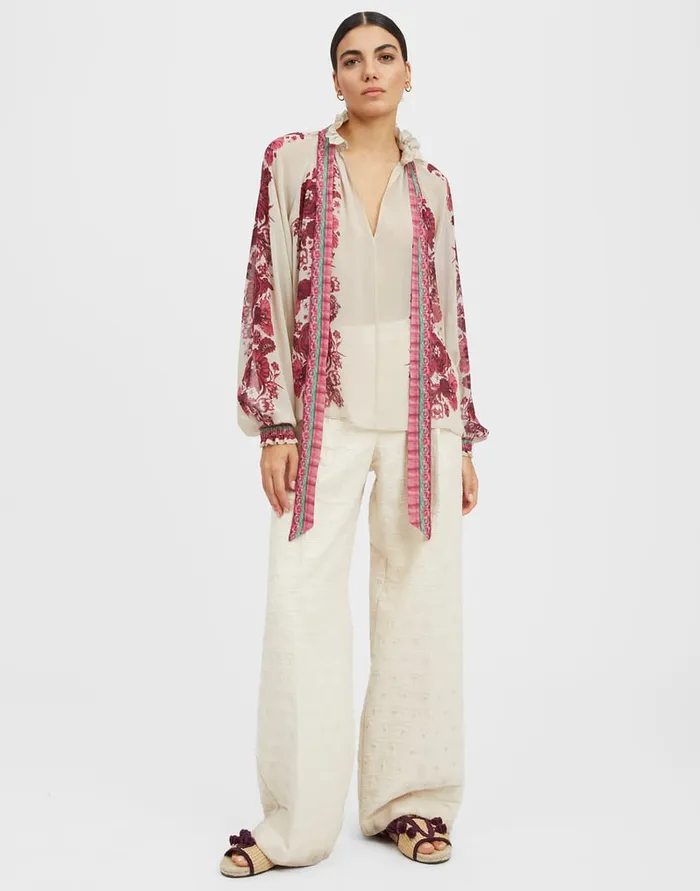 La Doublej Cerere Blouse Zodiac Place Purple In Silk Chiffon Women Shirts and Tops