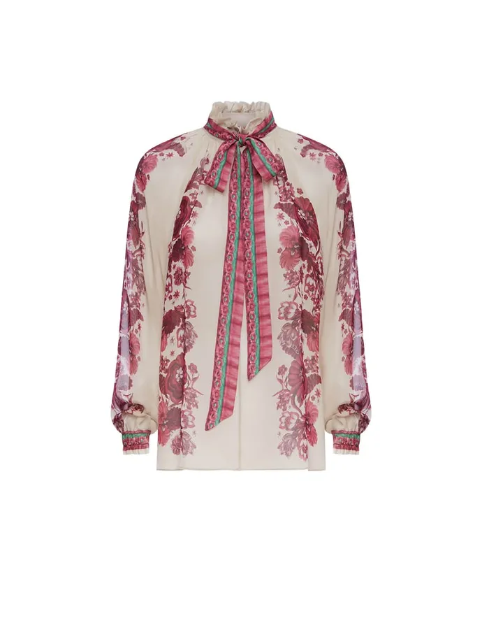 La Doublej Cerere Blouse Zodiac Place Purple In Silk Chiffon Women Shirts and Tops