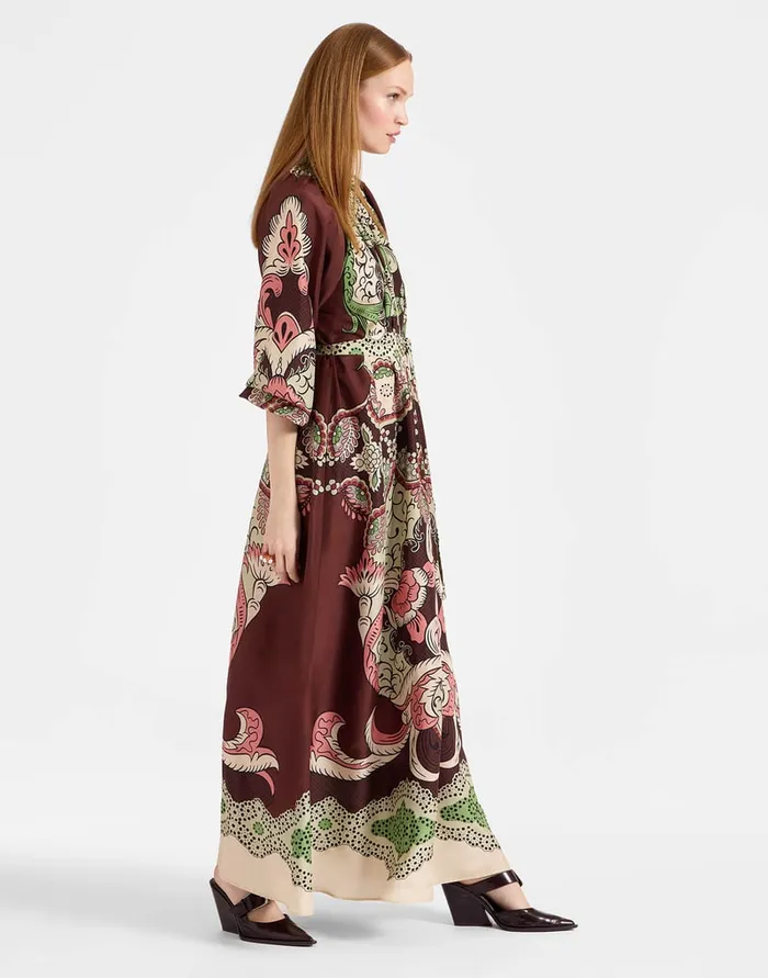 La Doublej Cerere Dress Portal Place Brown In Silk Voile Women Party Dressing