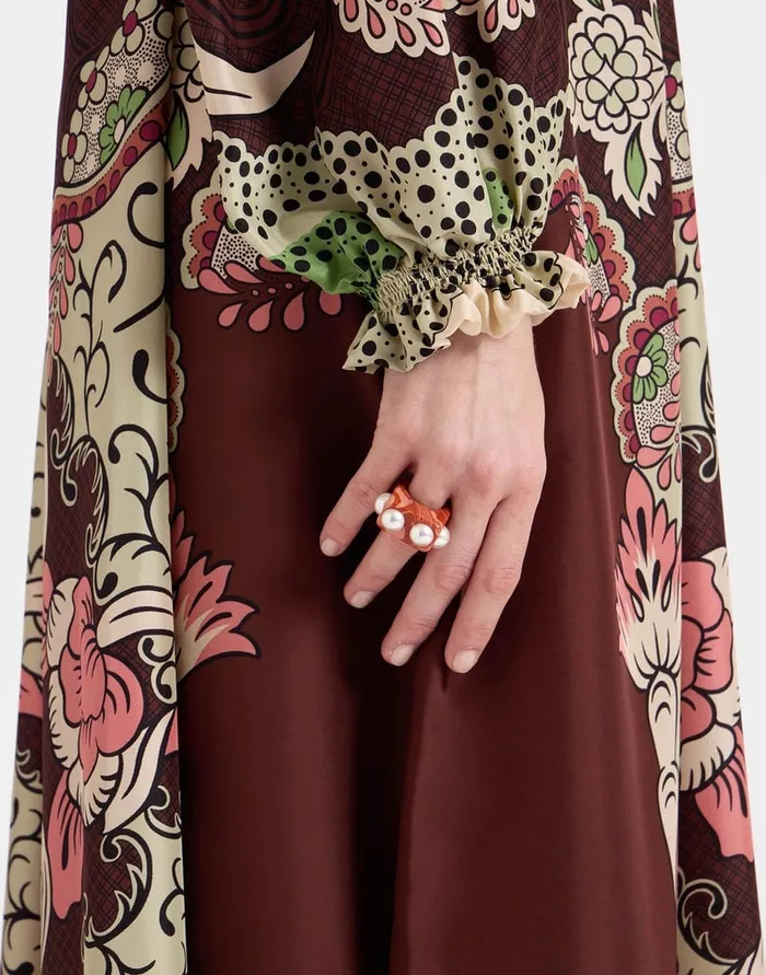 La Doublej Cerere Dress Portal Place Brown In Silk Voile Women Party Dressing