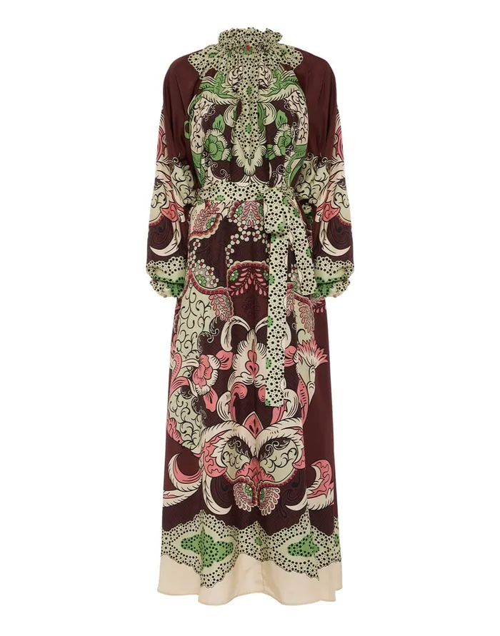 La Doublej Cerere Dress Portal Place Brown In Silk Voile Women Party Dressing