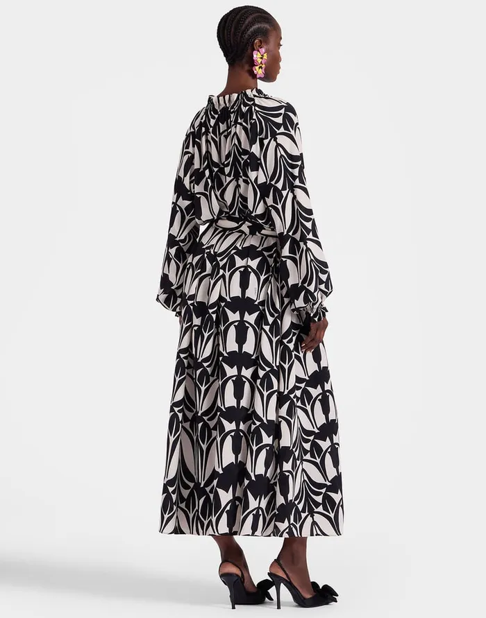 La Doublej Cerere Shirt Dress Papyrus Black and White In Crepe De Chine Silk Women Party Dressing