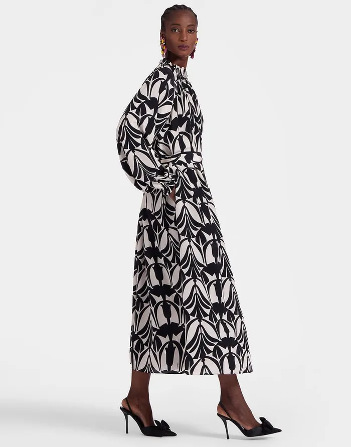 La Doublej Cerere Shirt Dress Papyrus Black and White In Crepe De Chine Silk Women Party Dressing