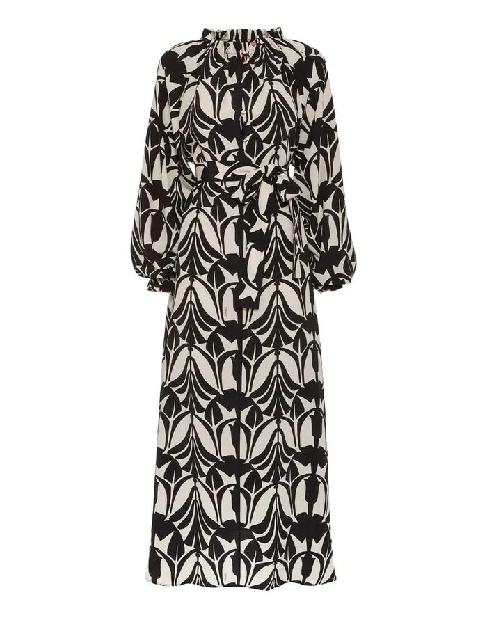 La Doublej Cerere Shirt Dress Papyrus Black and White In Crepe De Chine Silk Women Party Dressing