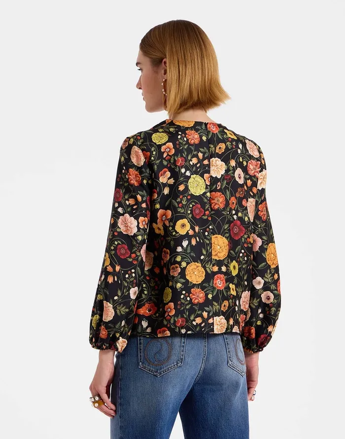 La Doublej Charming Top Botticelli Black In Silk Twill Women Shirts and Tops