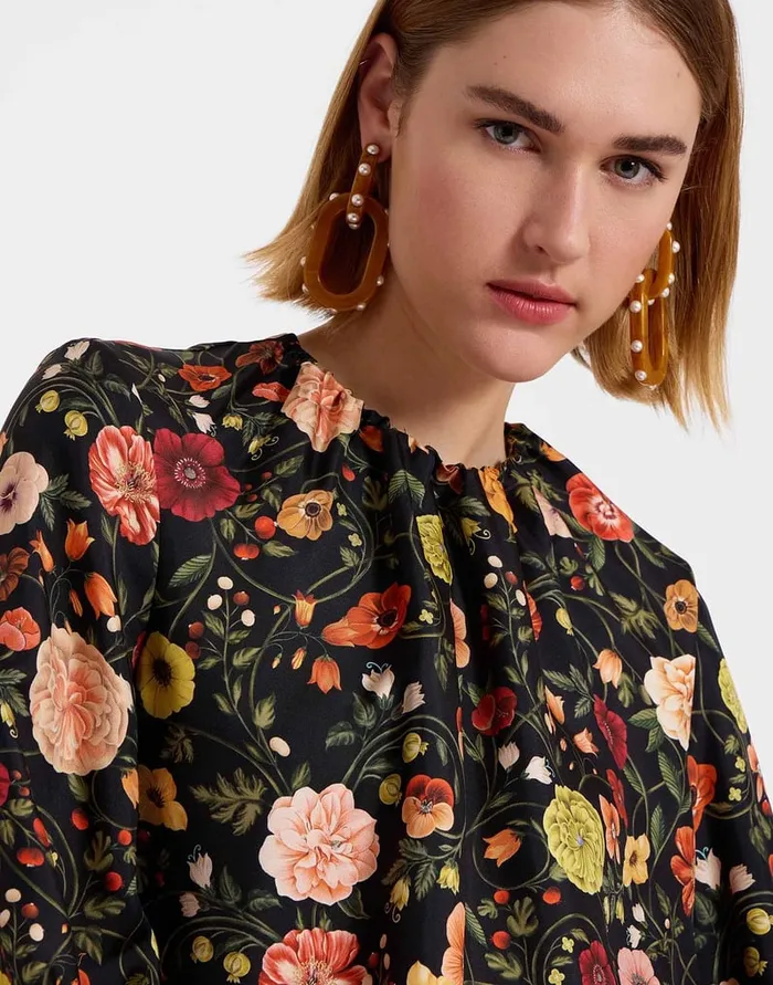 La Doublej Charming Top Botticelli Black In Silk Twill Women Shirts and Tops