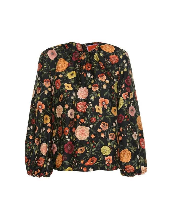 La Doublej Charming Top Botticelli Black In Silk Twill Women Shirts and Tops
