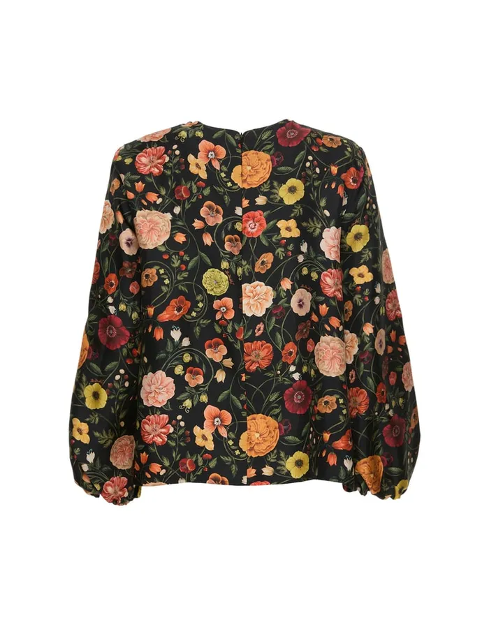 La Doublej Charming Top Botticelli Black In Silk Twill Women Shirts and Tops