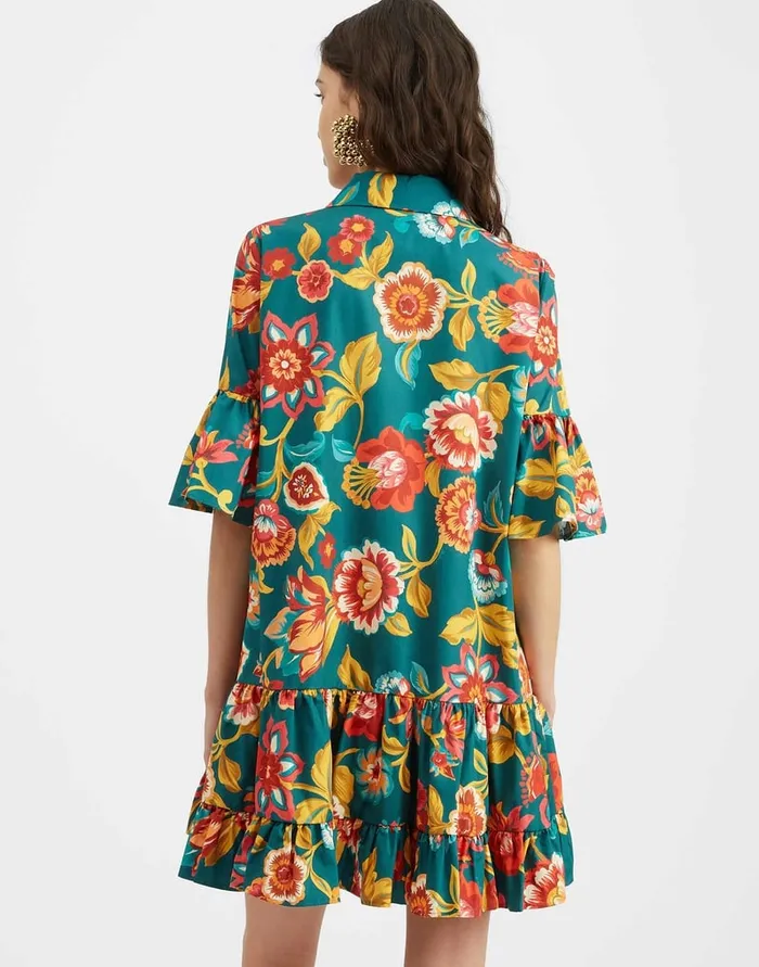 La Doublej Choux Dress Hottie Emerald In Summer Poplin Women Party Dressing