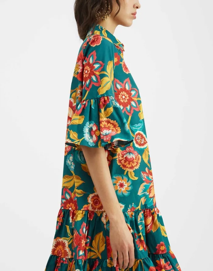 La Doublej Choux Dress Hottie Emerald In Summer Poplin Women Party Dressing