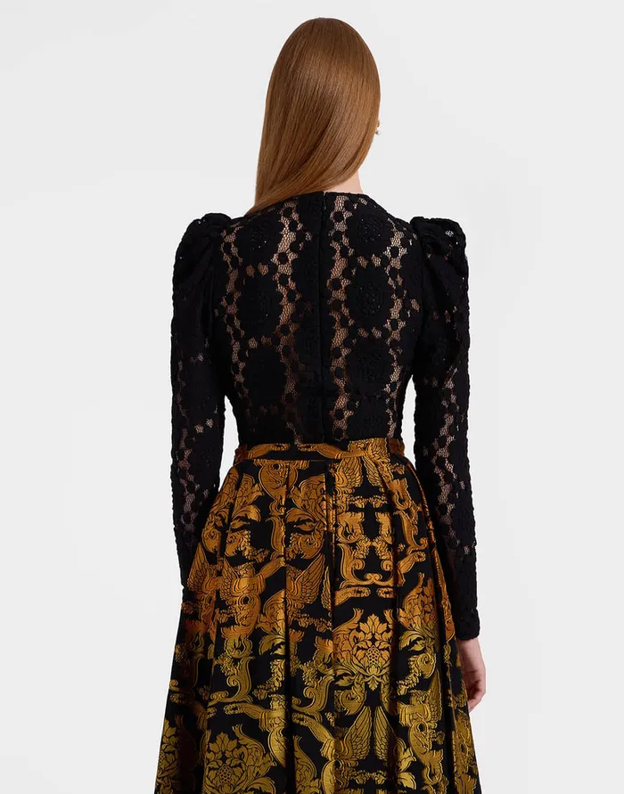 La Doublej Clingy Top Solid Black In Stretch Lace Women Shirts and Tops