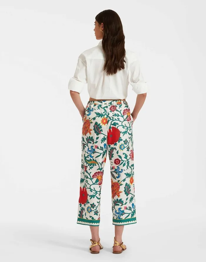 La Doublej Drawstring Pants Dragonflower Multicolor In Silk Twill Women Shorts and Pants