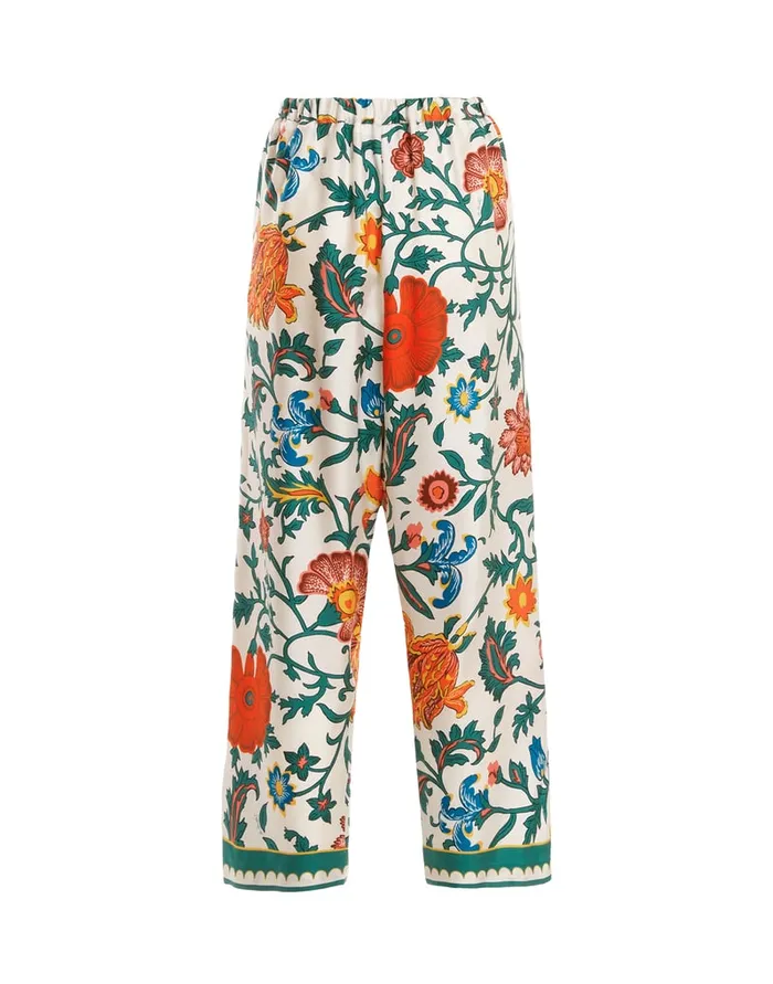 La Doublej Drawstring Pants Dragonflower Multicolor In Silk Twill Women Shorts and Pants