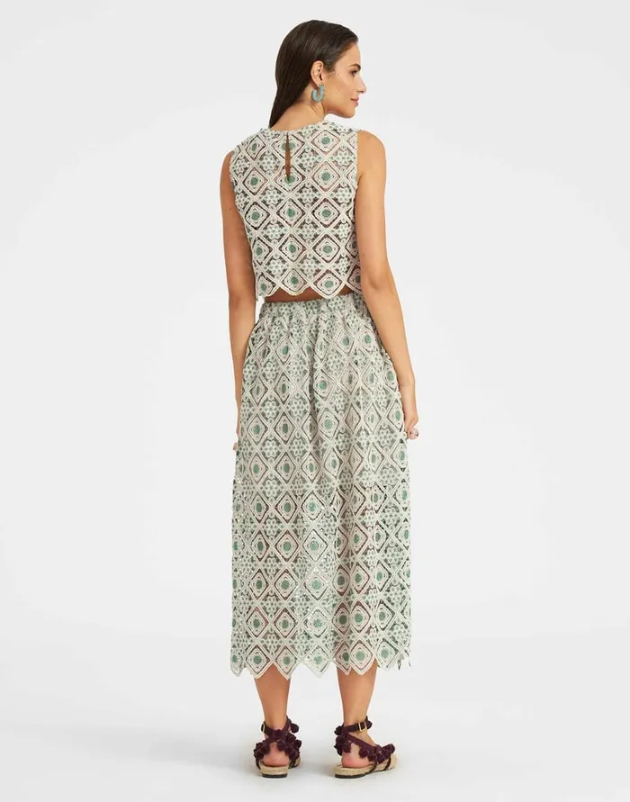 La Doublej Drawstring Skirt Agua Cream In Macram Women Skirts
