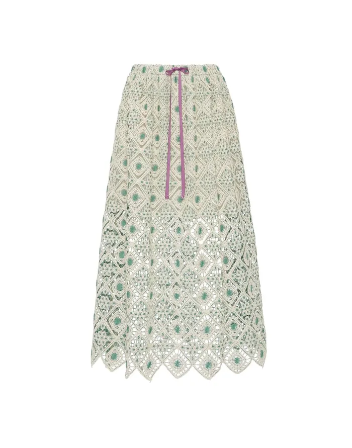La Doublej Drawstring Skirt Agua Cream In Macram Women Skirts