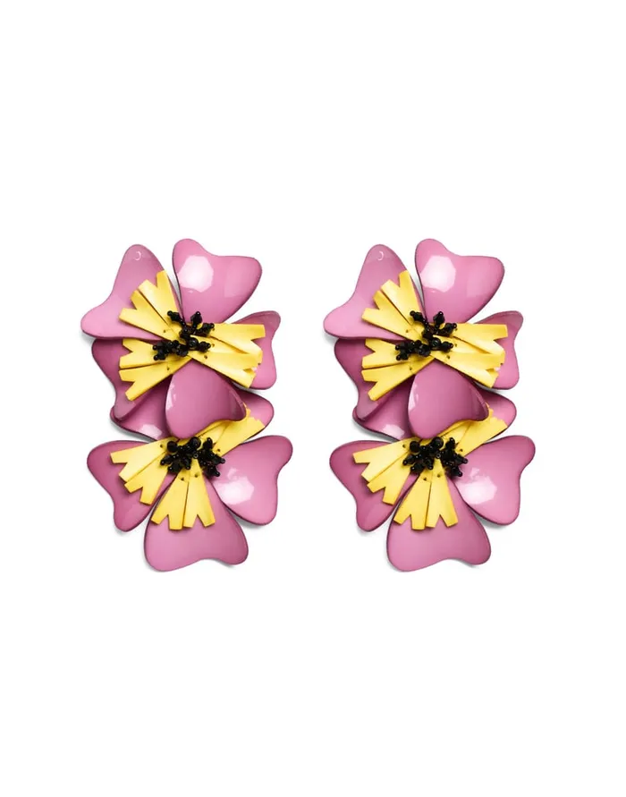 La Doublej Flora Earrings Solid Pink In Macro Pansy Women Jewelry