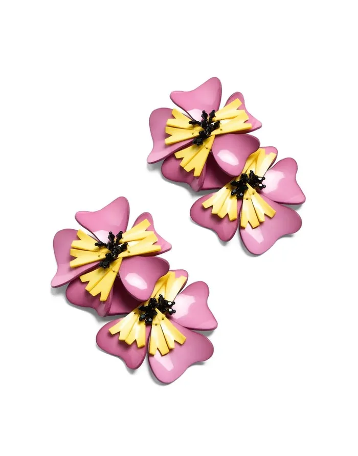 La Doublej Flora Earrings Solid Pink In Macro Pansy Women Jewelry