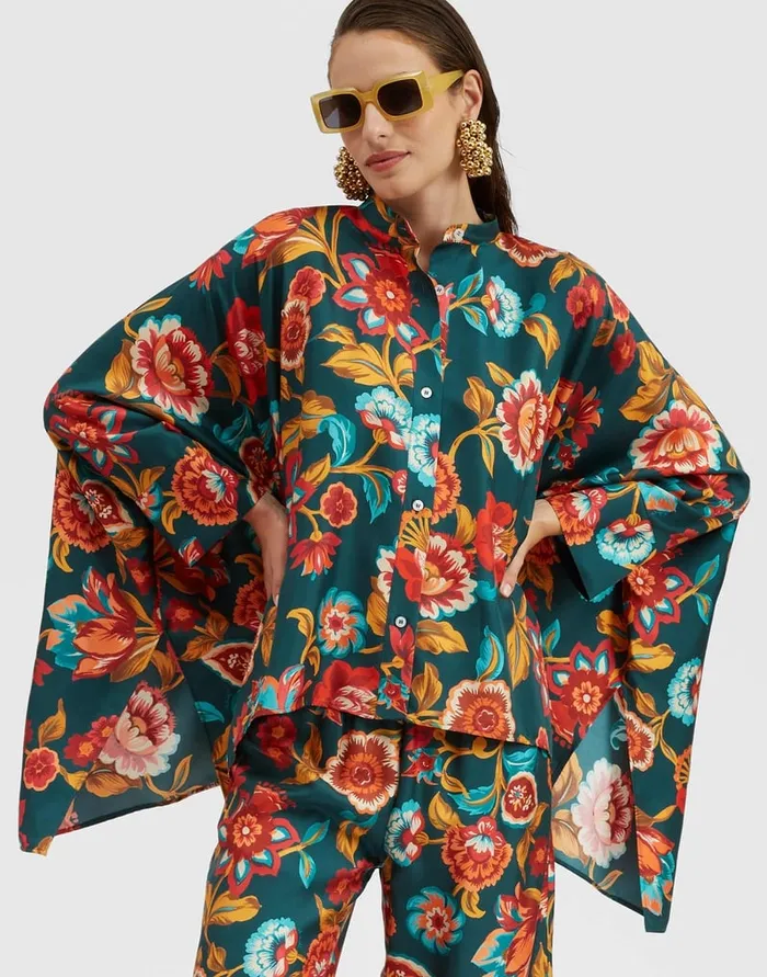 La Doublej Foulard Shirt Hottie Emerald In Silk Twill Women Shirts and Tops