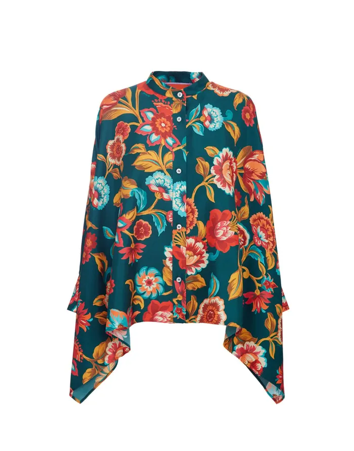 La Doublej Foulard Shirt Hottie Emerald In Silk Twill Women Shirts and Tops