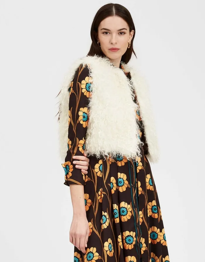 La Doublej Glam Reversibile Gilet Intarsia Bronze In Faux Python Women Outerwear
