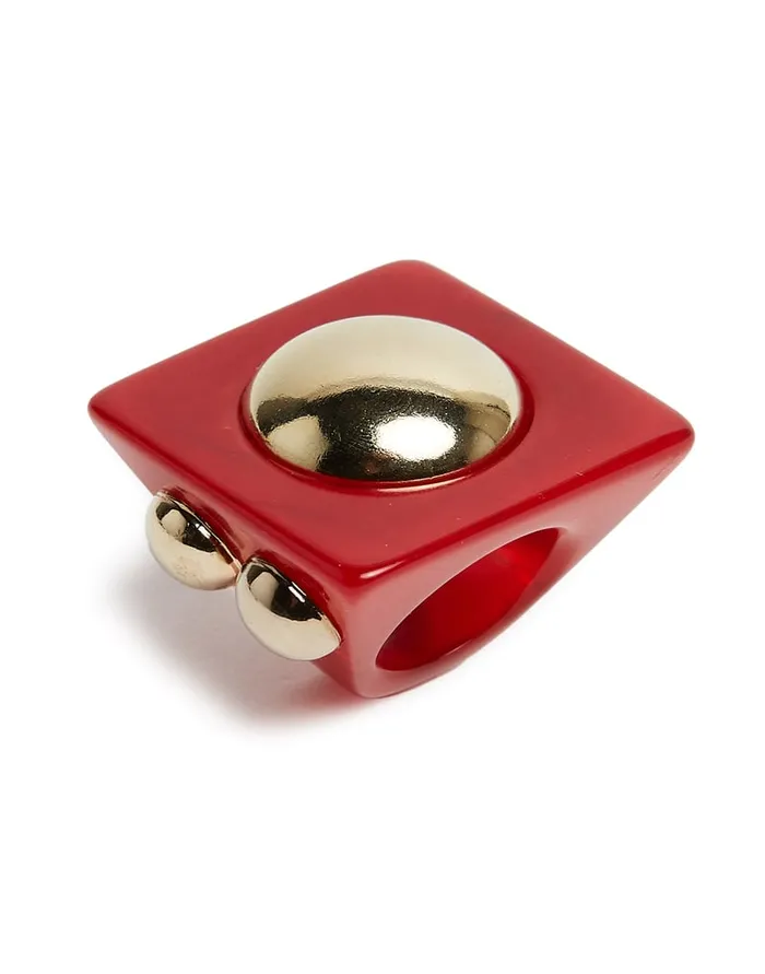 La Doublej Hathor Square Ring Red In Acrylic Resin Women Jewelry