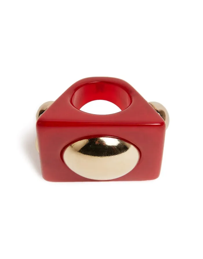 La Doublej Hathor Square Ring Red In Acrylic Resin Women Jewelry